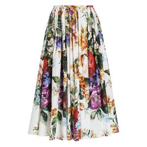 DOLCE & GABBANA Floral Pleated Midi Skirt Women WHITE Skirts